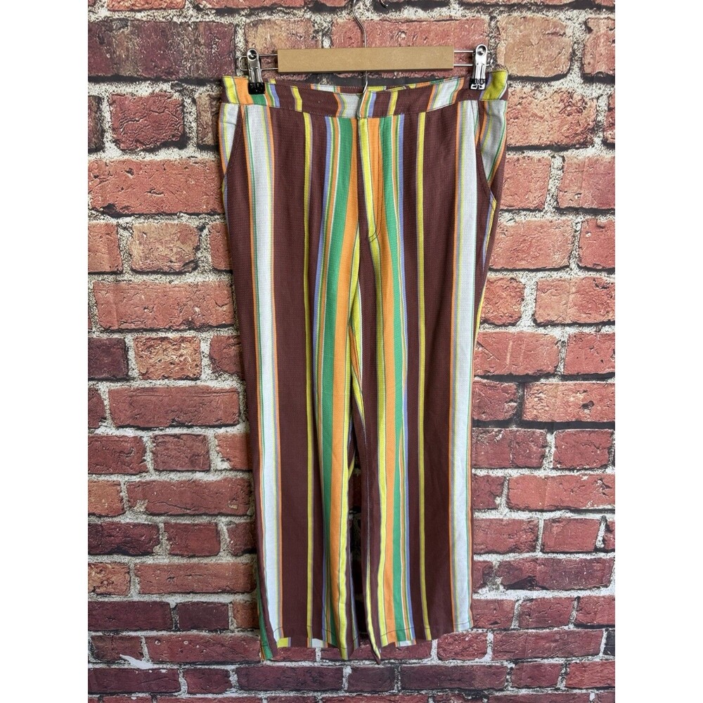 Free People La Paz Boho Cropped Orange Multicolored Striped Pants Size 4